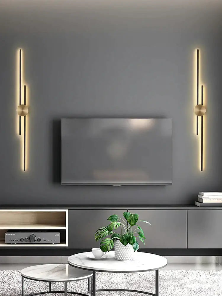 Modern black and gold copper wall light with gold-toned vertical sconces and spherical accents for bedroom decorbites copper wall light