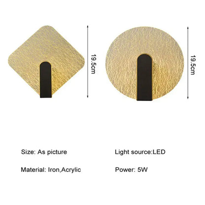 Modern black and gold crackled glass led wall lamp featuring gold-toned textured sconces with sleek black vertical accents