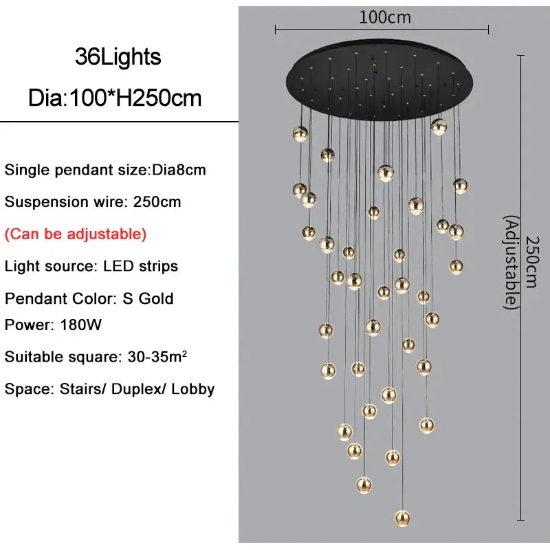 Modern black and gold crystal ball pendant light with 36 spherical pendants for living room decorbites crystal ball decor