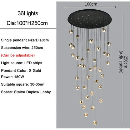 Modern black and gold crystal ball pendant light with 36 spherical pendants for living room decorbites crystal ball decor