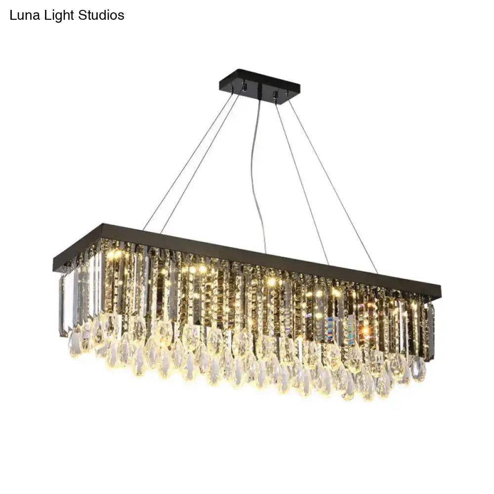 Decorbites modern chrome island pendant light with black metal frame and crystal drip design for 220v-240v 110v-120v use