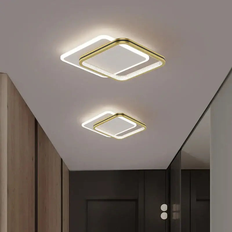 Modern black and gold decorbites crystal led ceiling light with illuminated edges for entrance hallways