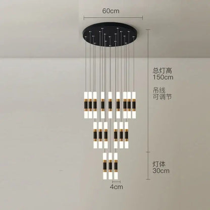 Modern black and gold crystal led chandelier with tiered design and adjustable hanging wires by decorbites crystal led