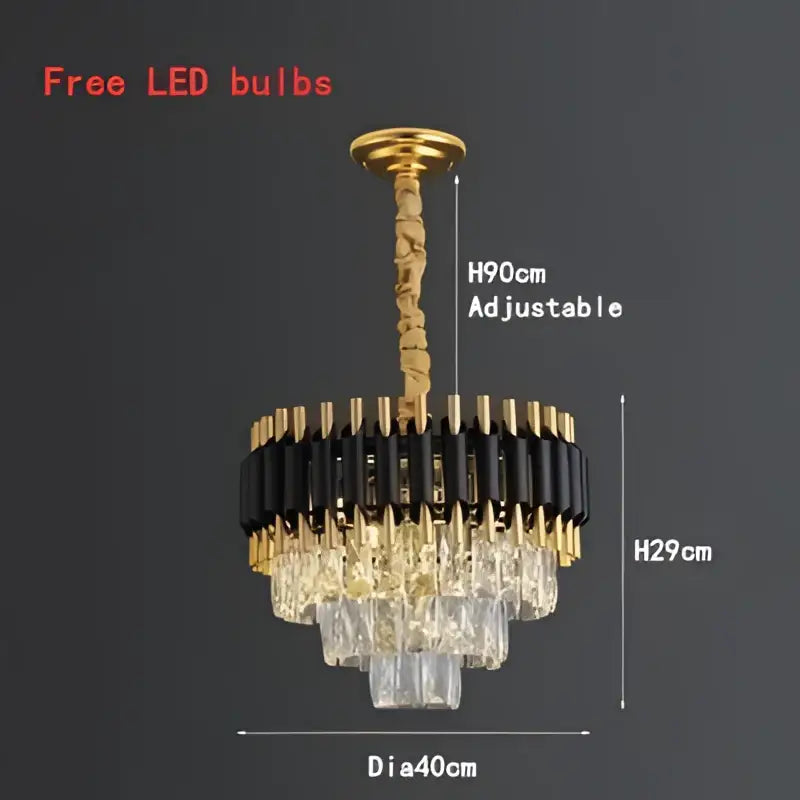 Gold-toned pendant light with black and clear crystal led tiers modern decorbites crystal led pendant for dining room
