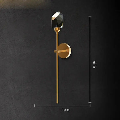 Gold-toned wall sconce with faceted black crystal accent decorbites crystal led wall sconce for modern bedroom decor