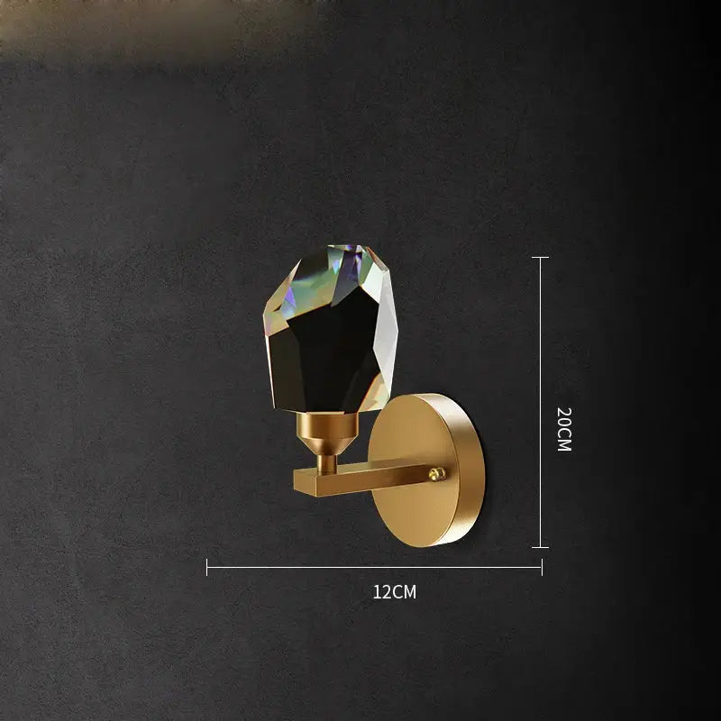 Modern black and gold crystal led wall sconce with faceted black crystal bulb for elegant bedroom decorbites crystal led lighting