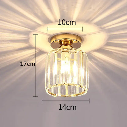 Gold-finished crystal pendant ceiling light with faceted cylindrical glass body for modern bedroom decorbites ceiling light
