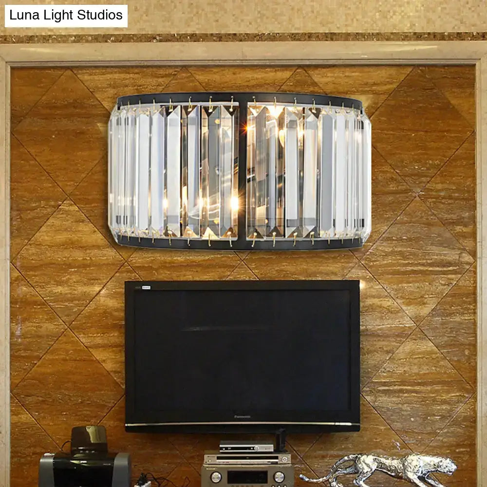 Modern black and gold crystal wall sconce with vertical rods 16 inch fixture height compatible with e12 e14 bulbs