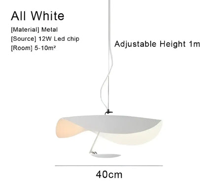 A sleek modern white metal manta pendant lamp with curved disc shade and adjustable 1 meter height for dining room decorbites lederam manta