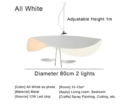 Modern black and gold curved manta pendant lamp with white metal pendant light and 1 meter adjustable height
