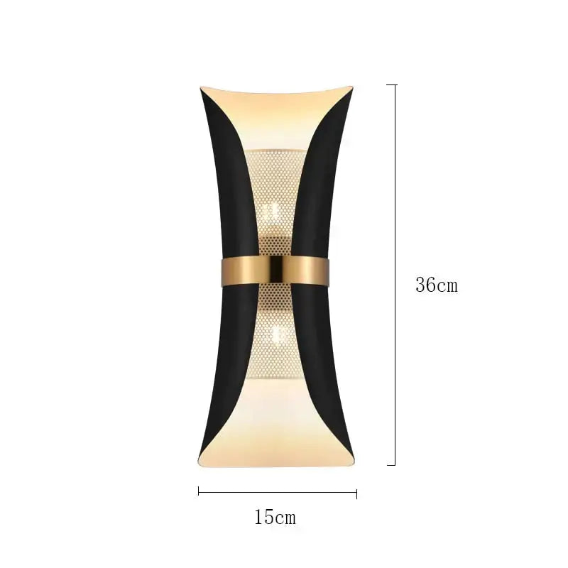 Modern black and gold curved wall lamp with sleek design ideal for bedroom lighting and decor