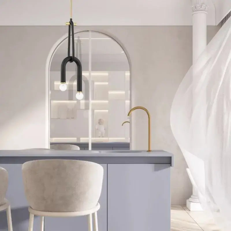 Modern black and gold dimmable led chandelier with decorbites black aluminum tube dimmable led above kitchen island