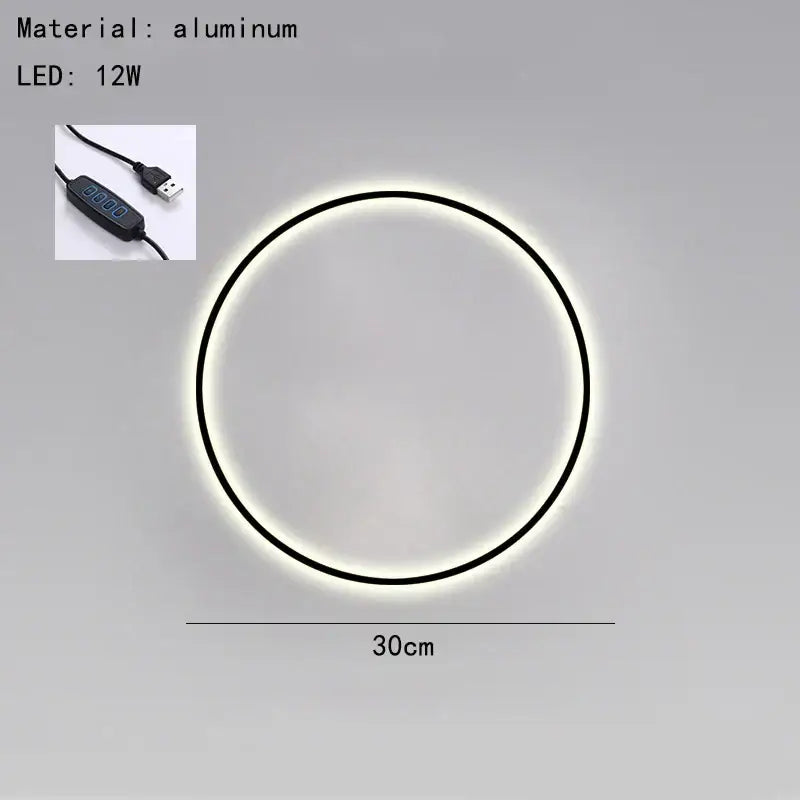 Modern black and gold dimmable ring wall lamp with circular aluminum led light and sleek black frame for decorbites dimmable black lighting