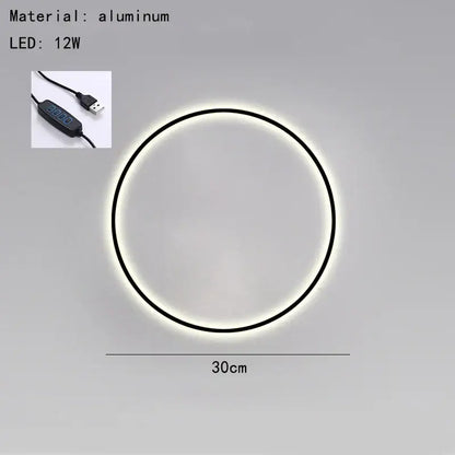 Modern black and gold dimmable ring wall lamp with circular aluminum led light and sleek black frame for decorbites dimmable black lighting