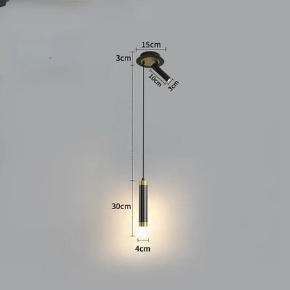 Modern black and gold cylindrical pendant light with a sleek design ideal for kitchens up to five square meters