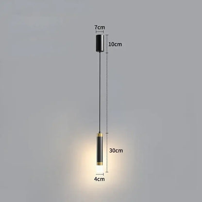 Modern black and gold cylindrical pendant light with sleek design ideal for kitchen spaces of 5 square meters