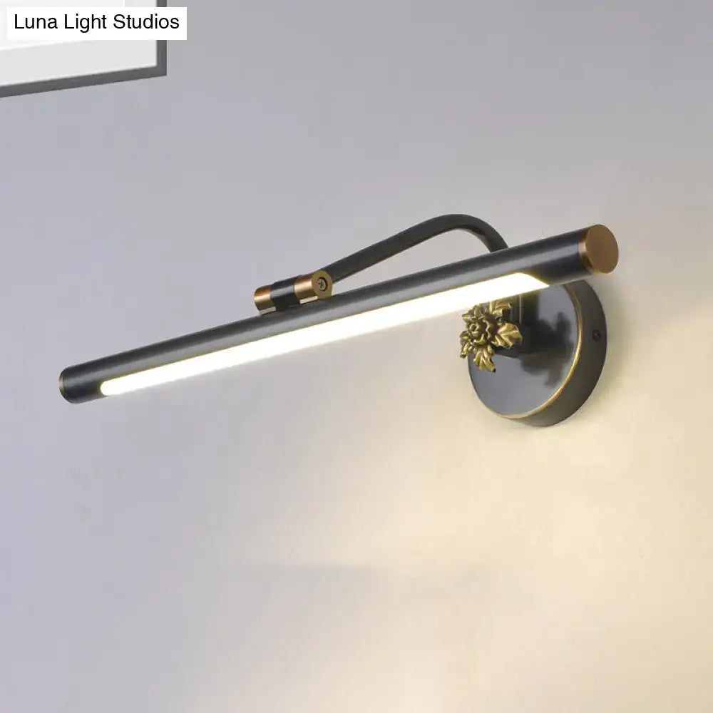 Modern black and gold floral vanity wall sconce with led light and decorative mount for bedroom vanity wall use
