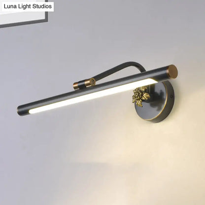 Modern black and gold floral vanity wall sconce with led light and decorative mount for bedroom vanity wall use