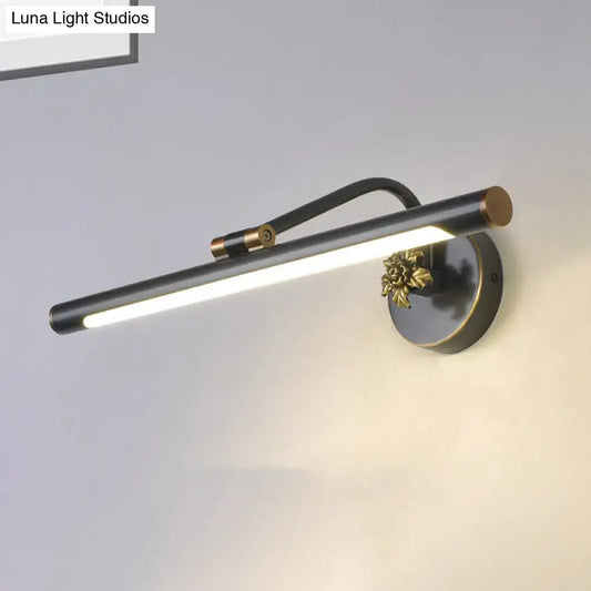 Modern black and gold floral vanity wall sconce with led light and decorative mount for bedroom vanity wall use