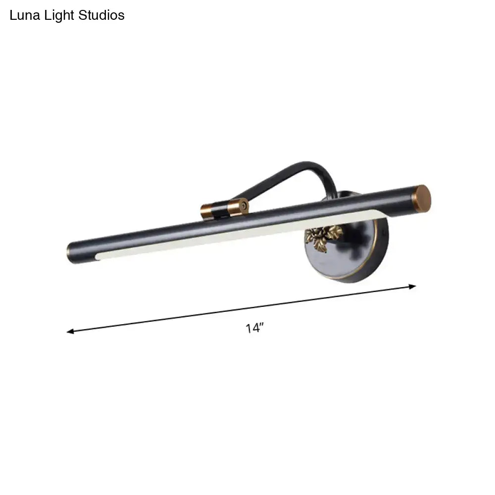 Modern black and gold floral led vanity wall sconce with a sleek brass-finished elongated design for bedroom lighting