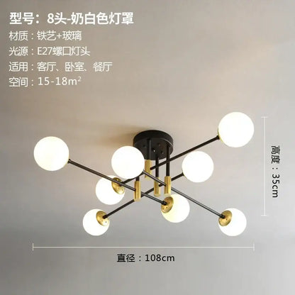 Modern black and gold glass ball led chandelier with eight frosted white globes for living room decorbites glass ball decor