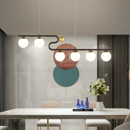 Modern black and gold chandelier pendant with five white glass ball led bulbs for dining room decorbites glass ball lighting