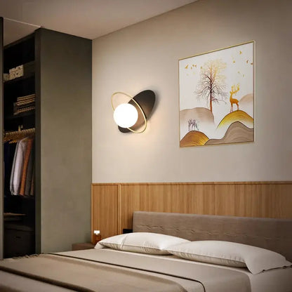 Modern black and gold decorbites glass ball led ball led wall sconce with spherical white light fixture for bedroom decor