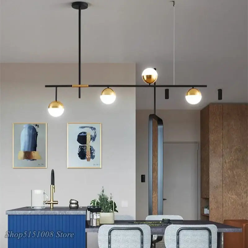 Modern black and gold glass ball pendant lamp with spherical bulbs for dining room decorbites glass ball pendant fixture