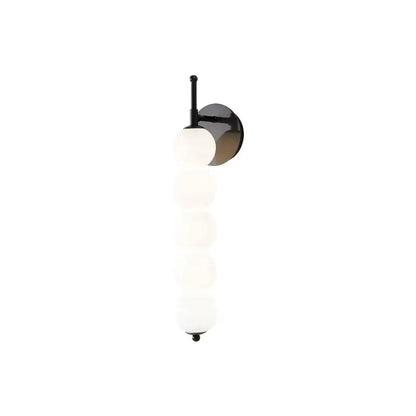 Modern black wall lamp with five frosted glass spheres stacked vertically for decorbites glass bedside led lighting