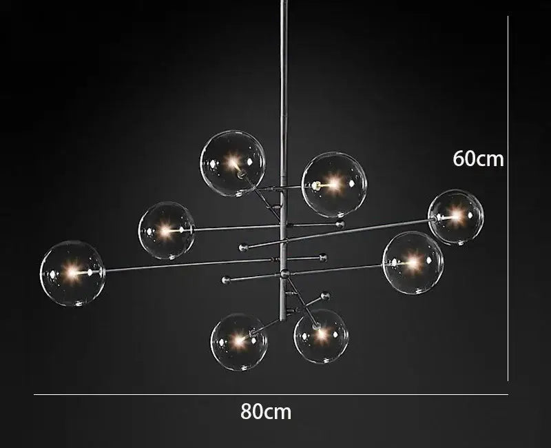 Modern black gold glass led chandelier with chrome finish and eight clear glass spheres for living room decorbites black gold