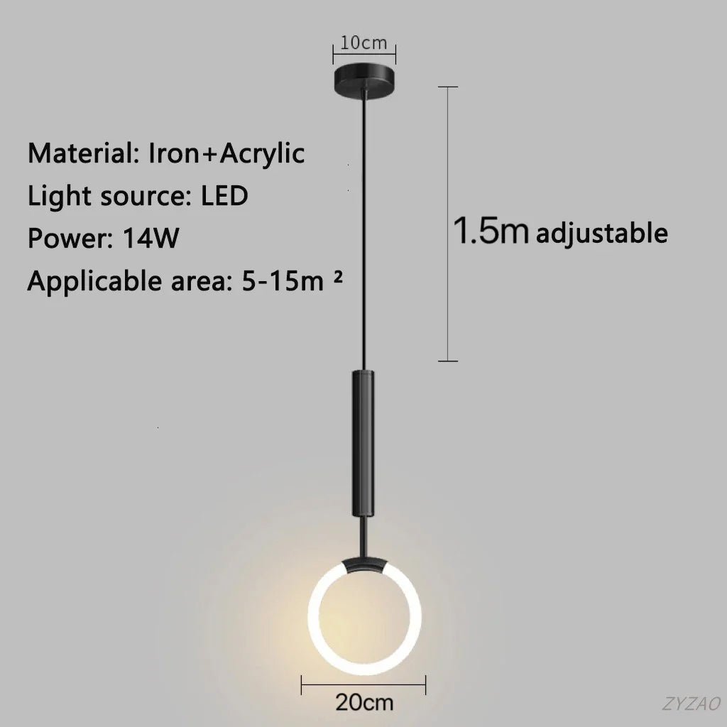 Modern Black Gold Iron Acrylic Pendant Light - Decorbites