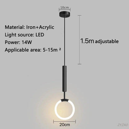Modern Black Gold Iron Acrylic Pendant Light - Decorbites