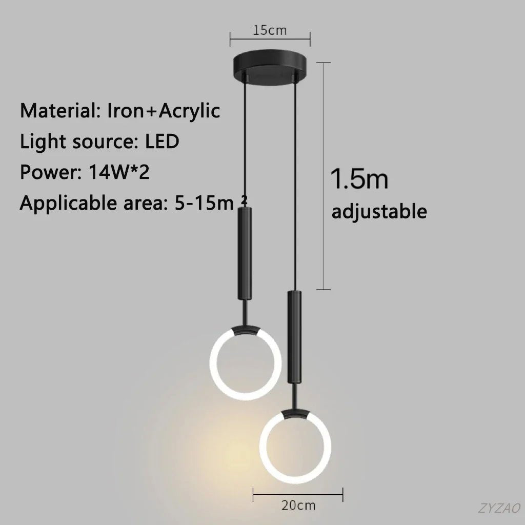 Modern Black Gold Iron Acrylic Pendant Light - Decorbites