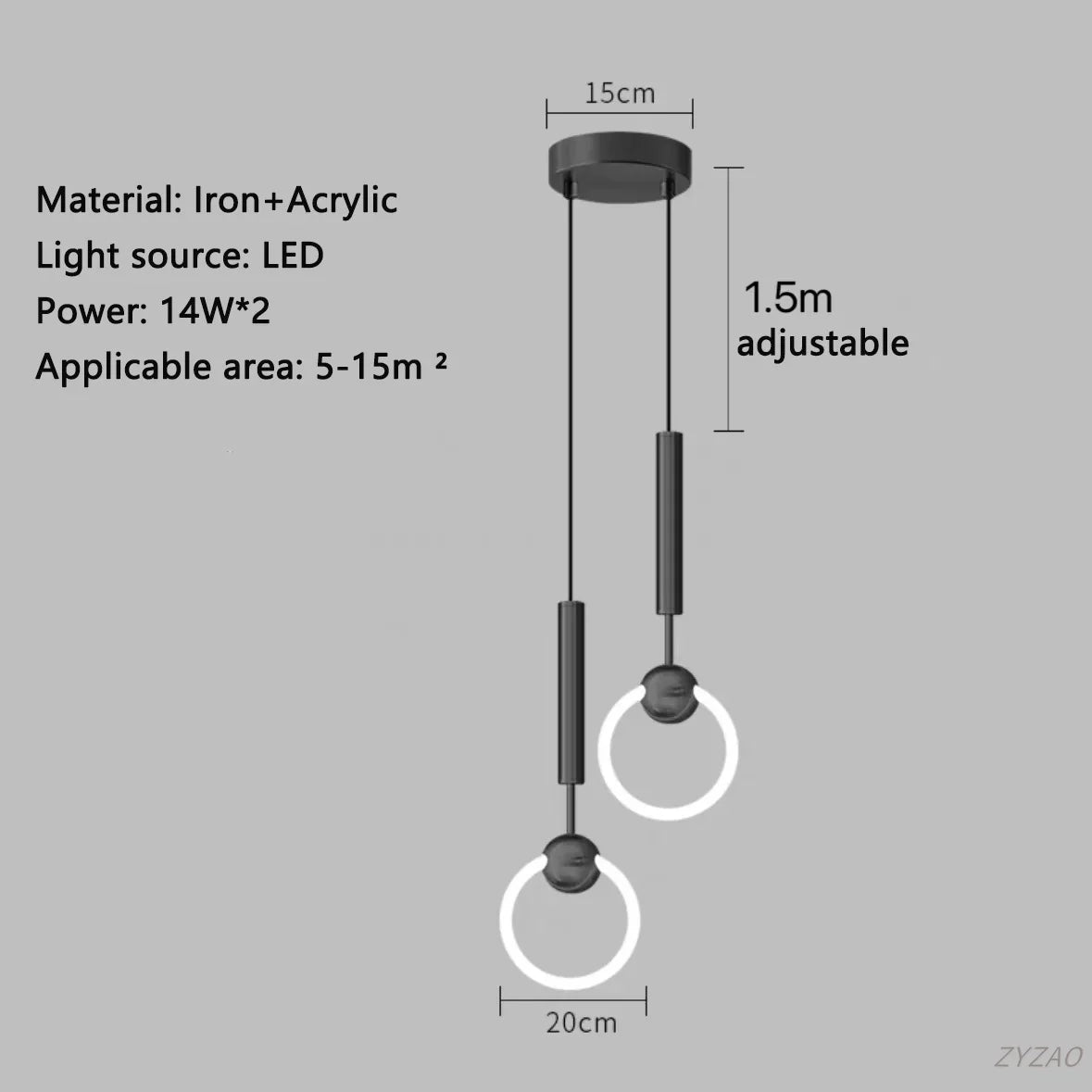 Modern Black Gold Iron Acrylic Pendant Light - Decorbites