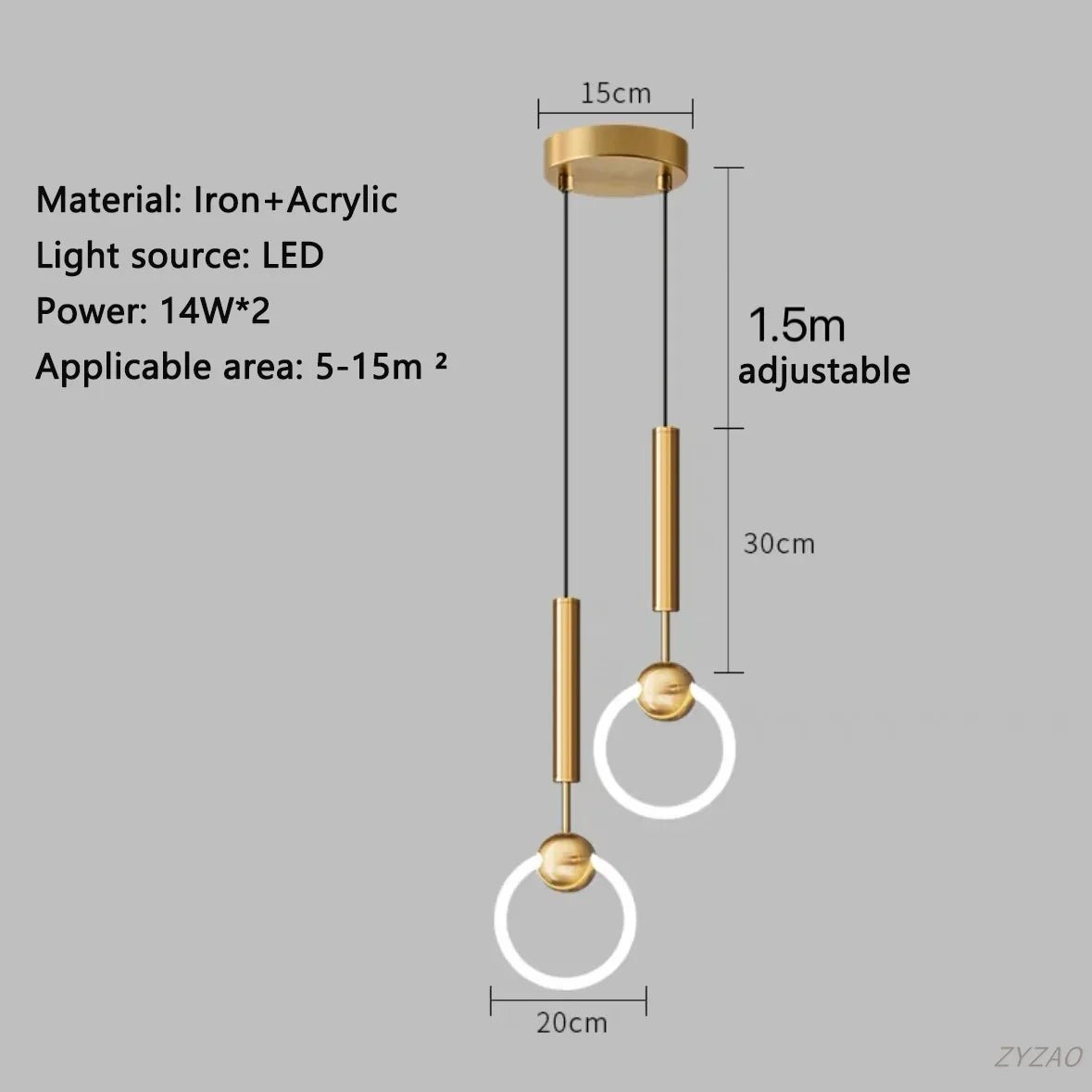 Modern Black Gold Iron Acrylic Pendant Light - Decorbites