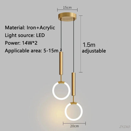 Modern Black Gold Iron Acrylic Pendant Light - Decorbites