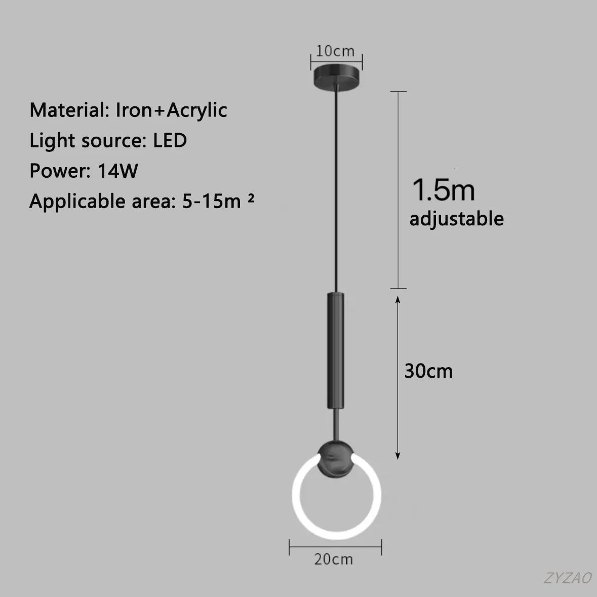 Modern Black Gold Iron Acrylic Pendant Light - Decorbites