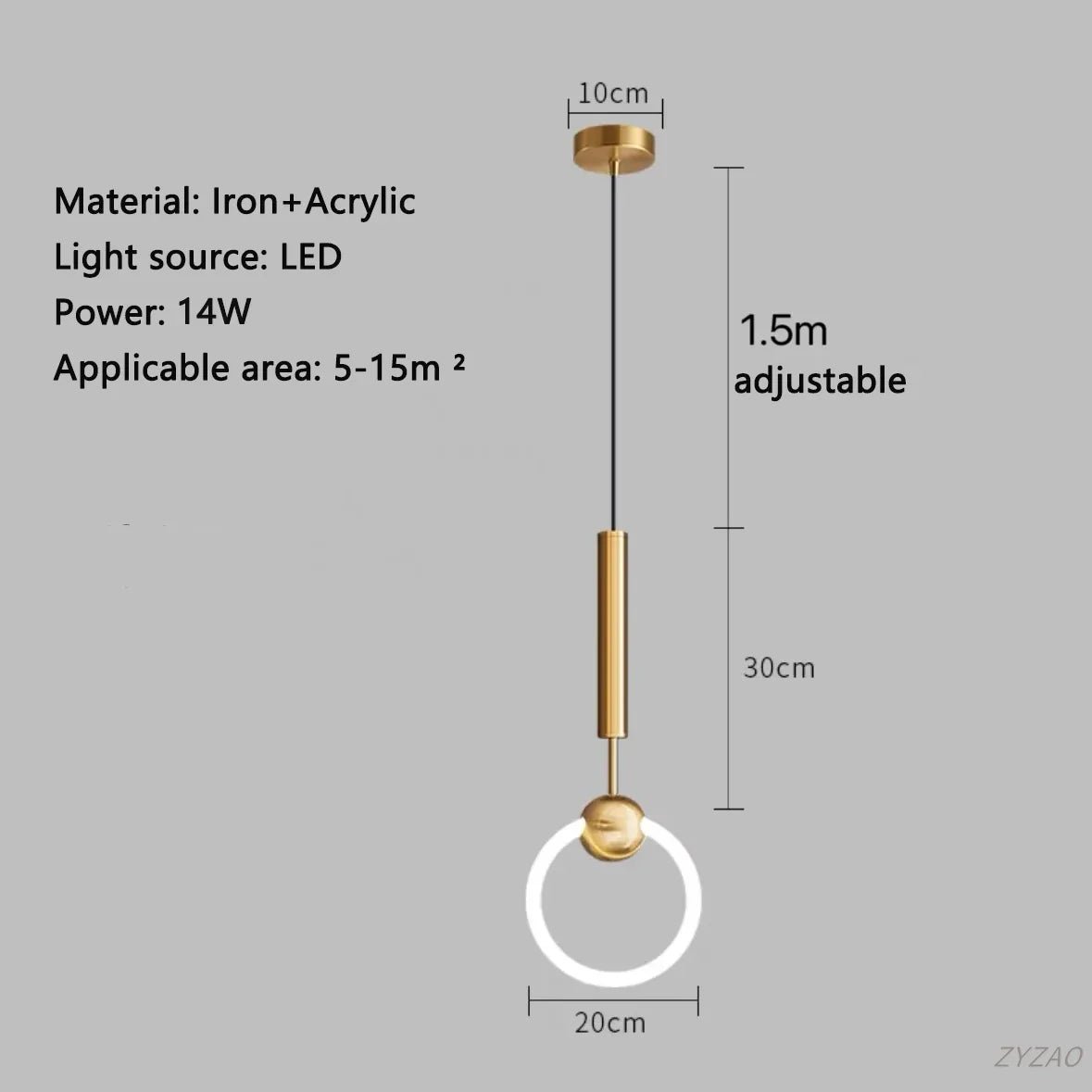 Modern Black Gold Iron Acrylic Pendant Light - Decorbites