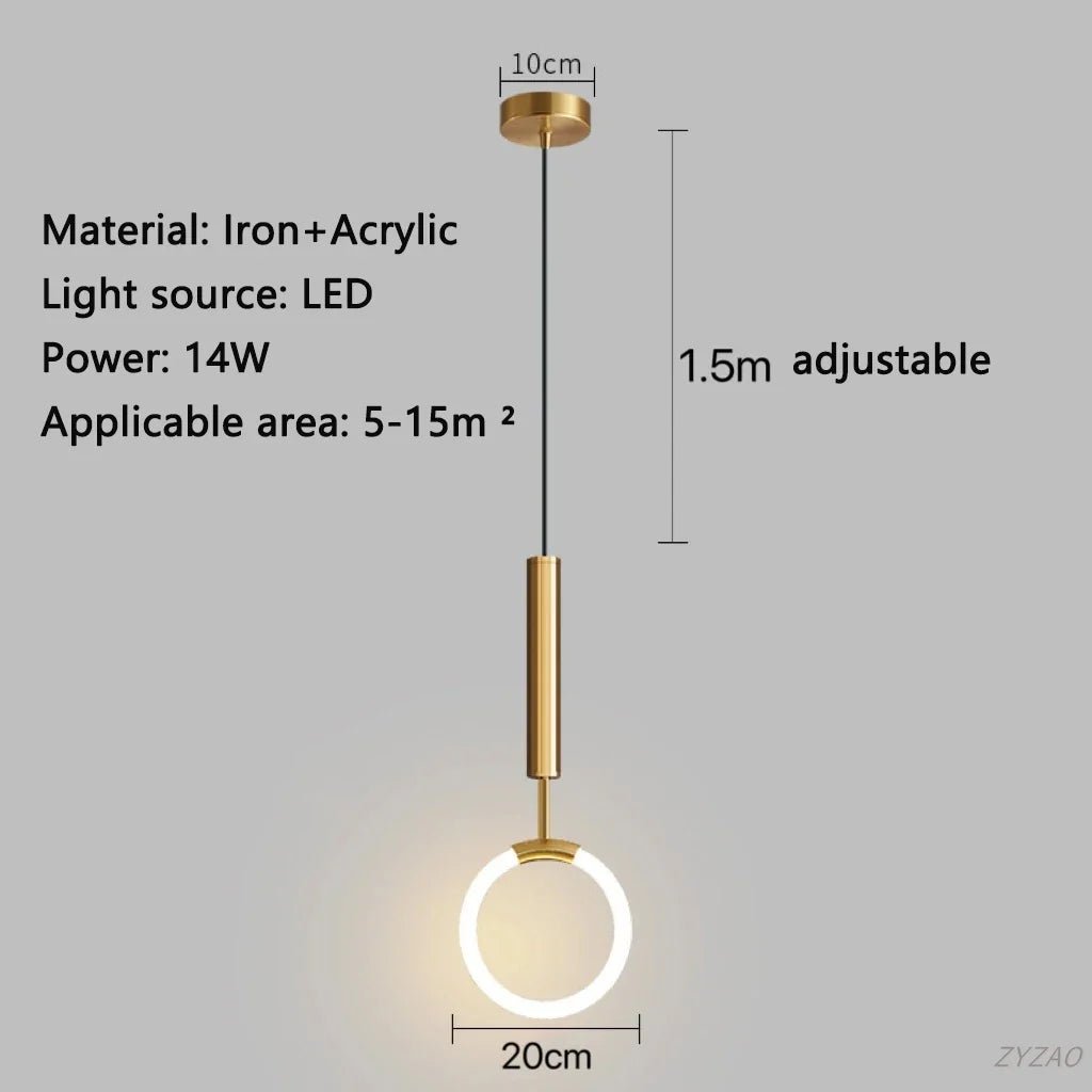 Modern Black Gold Iron Acrylic Pendant Light - Decorbites