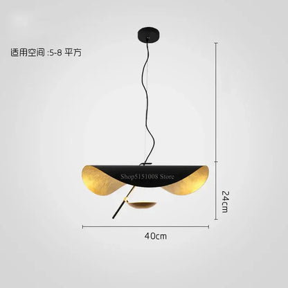 Modern black and gold leaf pendant light featuring sleek curved design and decorbites gold texture for living room decor