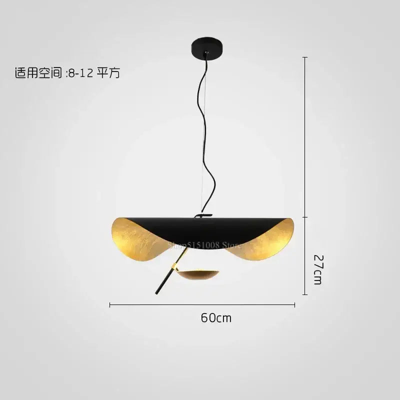 Modern black and gold pendant light with sleek asymmetrical design and decorbites gold texture for living room decor