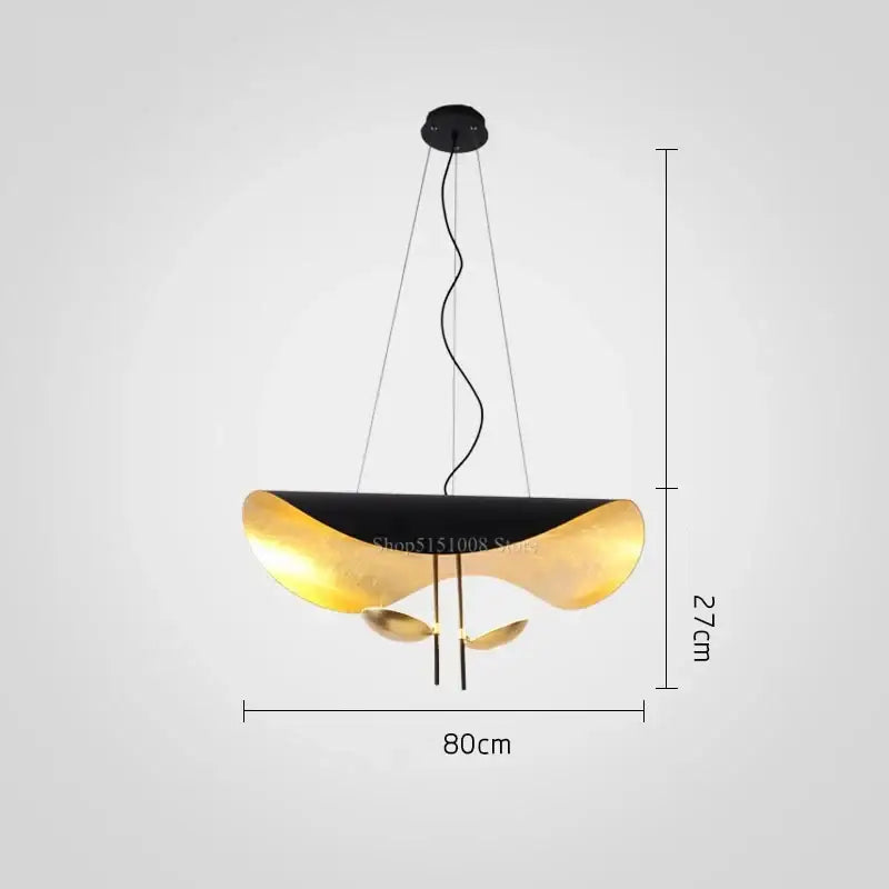 Modern black and gold leaf pendant light with decorbites gold texture for elegant living room decor