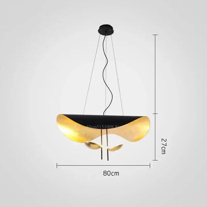 Modern black and gold leaf pendant light with decorbites gold texture for elegant living room decor