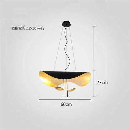 Modern black and gold leaf pendant light with decorbites gold texture ideal for elegant living room decor