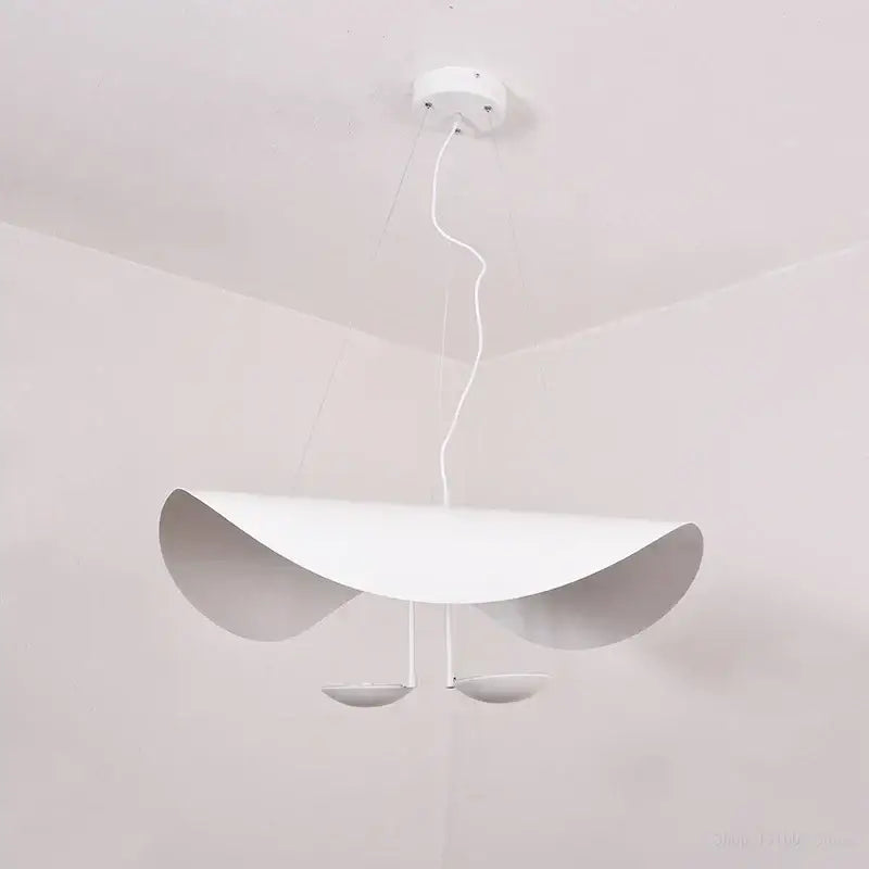 Modern black and gold leaf pendant light with white minimalist curved wing-like shade and gold texture for living room decorbites decor