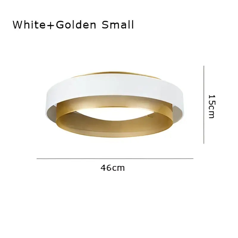 Modern black and gold led ceiling lamp with white and golden ring-shaped design for home office lighting