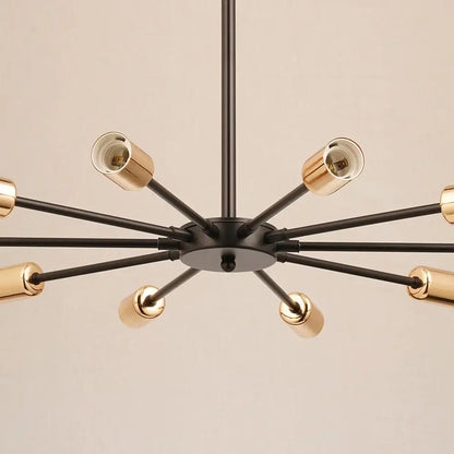 Modern black and gold led ceiling light with slender arms and cylindrical fixtures for bedroom by decorbites led ceiling