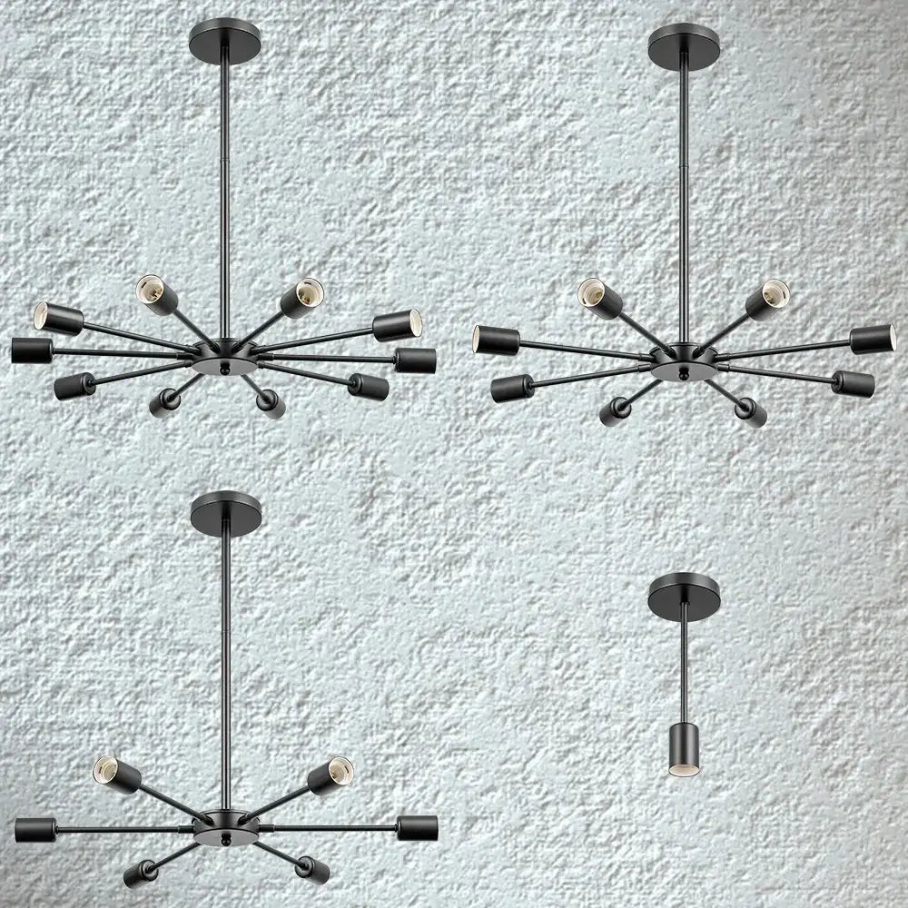 Modern black and gold decorbites led ceiling light with black matte metal chandelier and cylindrical fixtures for bedroom