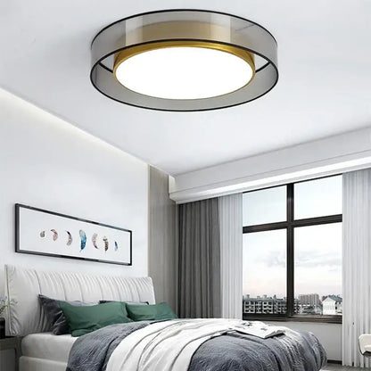 Modern black and gold led ceiling light with frosted glass center and circular design for living room ceiling light use