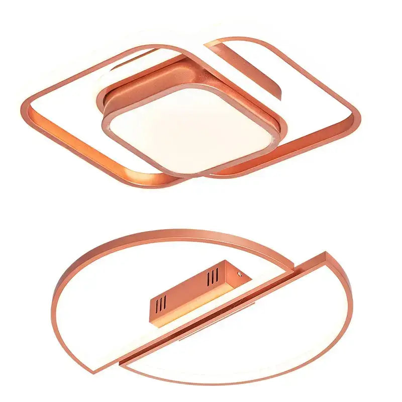 Modern black and gold led chandelier ceiling light with copper-finished layered geometric design for decorbites black led decor